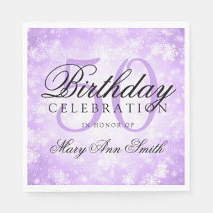 Elegant 50ste Verjaardag Paarse Winter Wonderland Servet