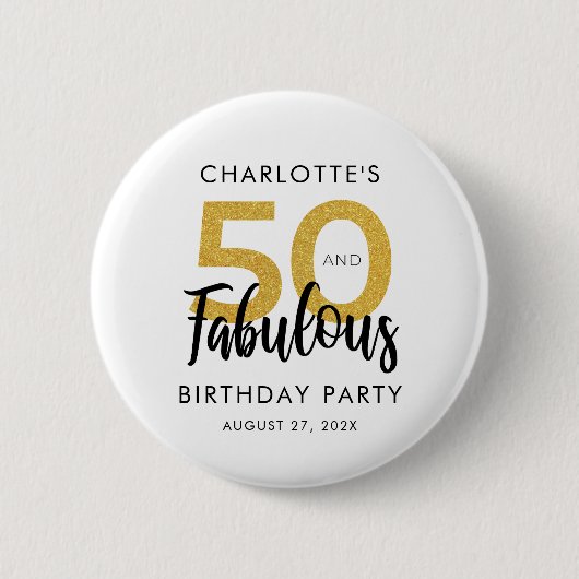 Elegant 50ste verjaardag Party Script Custom Swag Ronde Button 5,7 Cm (Voorkant)