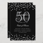 Elegant 50ste verjaardag programma Menu Zilver Zwa (Voorkant / Achterkant)