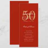 Elegant 50ste verjaardag programma Red Gold (Voorkant / Achterkant)