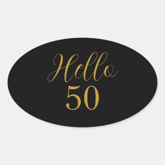 Elegant 50ste verjaardag zwart goud ovale sticker (Voorkant)