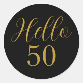 Elegant 50ste verjaardag zwart goud ronde sticker
