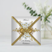 Elegant 50ste verjaardagsfeest White Daisy Gold Kaart (Staand voorkant)