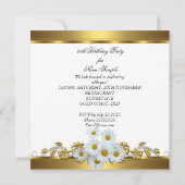 Elegant 50ste verjaardagsfeest White Daisy Gold Kaart (Achterkant)