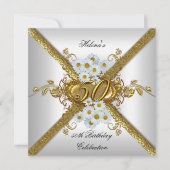 Elegant 50ste verjaardagsfeest White Daisy Gold Kaart (Voorkant)