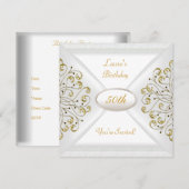 Elegant 50ste verpartij feest Wit Goud Kaart (Voorkant / Achterkant)