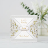 Elegant 50ste verpartij feest Wit Goud Kaart (Staand voorkant)