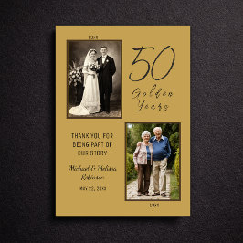 Elegant 50th Anniversary Gold Photo Thank You Bedankkaart