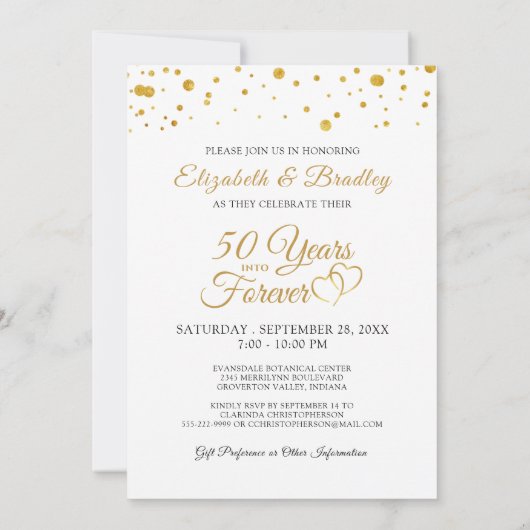 Elegant 50th Anniversary JAREN NAAR ONEINDIG Foto Kaart (Achterkant)