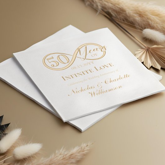 Elegant 50th Anniversary Milestone Infinity Love Folie Servetten