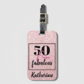 Elegant 50th Birthday 50& fabelroze glitter Bagagelabel (Voorkant (verticaal))