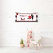 Elegant 50th Birthday 50 & FABULOUS Stripes Party Spandoek (Insitu)