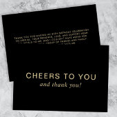 Elegant 50th Birthday Black Gold Bedankkaart