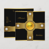 Elegant 50th Birthday Black Gold Diamond Jewel Kaart (Voorkant / Achterkant)