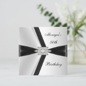 Elegant 50th Birthday Black White Diamond Kaart (Staand voorkant)