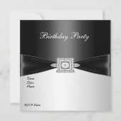 Elegant 50th Birthday Black White Diamond Kaart (Achterkant)