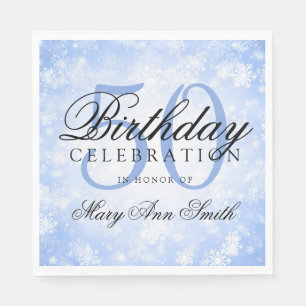 Elegant 50th Birthday Blue Winter Wonderland Servet