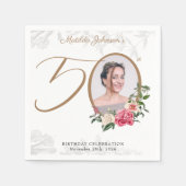 Elegant 50th Birthday Floral Foliage Custom Photo Servet (Voorkant)
