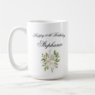 Elegant 50th Birthday Floral Personalized Koffiemok