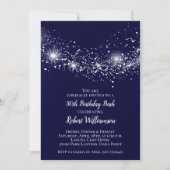 Elegant 50th Birthday Glitter Sky Navy Blue Invite (Voorkant)