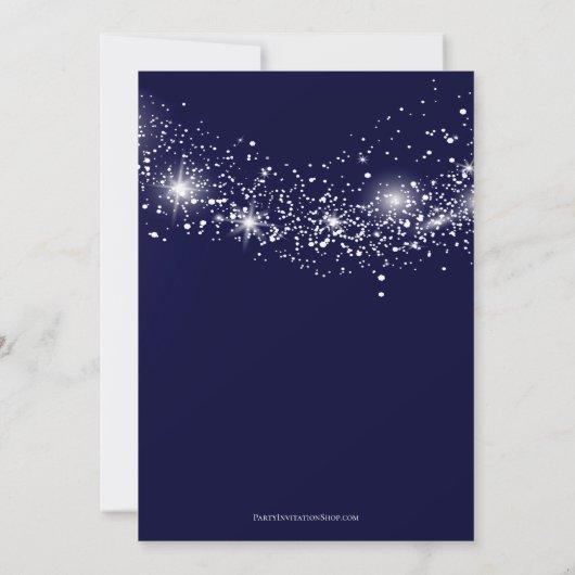 Elegant 50th Birthday Glitter Sky Navy Blue Invite