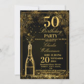 Elegant 50th Birthday Gold Bottle Fizz Kaart (Voorkant)