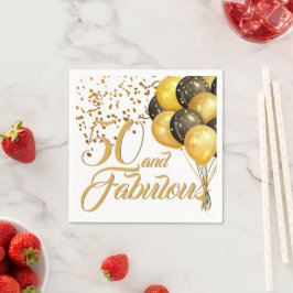 Elegant 50th Birthday Gold Confetti Balloons Servet