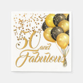 Elegant 50th Birthday Gold Confetti Balloons Servet (Voorkant)