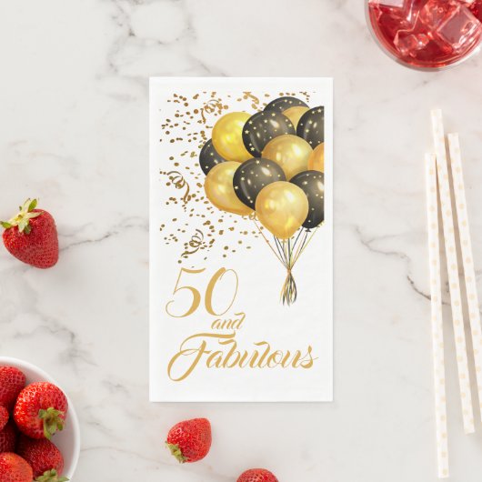 Elegant 50th Birthday Gold Confetti Balloons Servet (Insitu)
