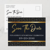 Elegant 50th Birthday Gold en Black, behalve de da Briefkaart (Voorkant / Achterkant)