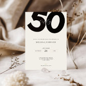 Elegant 50th Birthday Invitation - Minimal Style Kaart
