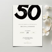 Elegant 50th Birthday Invitation - Minimal Style Kaart