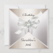 Elegant 50th Birthday Invite Pearl White Beige Kaart (Voorkant)