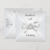 Elegant 50th Birthday Invite Pearl White Kaart (Voorkant / Achterkant)