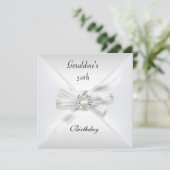 Elegant 50th Birthday Invite Pearl White Kaart (Staand voorkant)