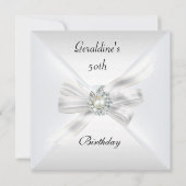 Elegant 50th Birthday Invite Pearl White Kaart (Voorkant)