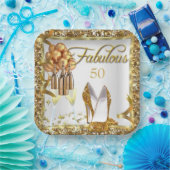 Elegant 50th Birthday Jubileum Papieren Bordje (Feest)