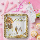 Elegant 50th Birthday Jubileum Papieren Bordje (Feest)