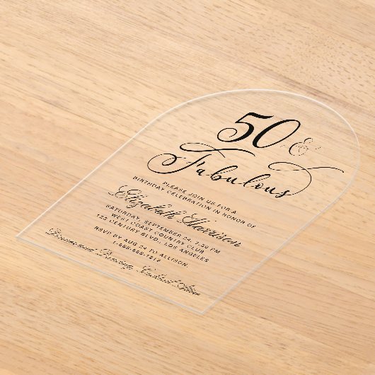 Elegant 50th Birthday Party Acryl Uitnodigingen (Laagn)