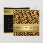 Elegant 50th Birthday Party Black Gold Cheetah Kaart (Voorkant / Achterkant)