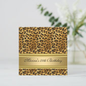 Elegant 50th Birthday Party Black Gold Cheetah Kaart (Staand voorkant)