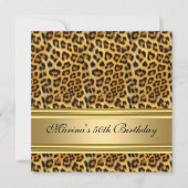 Elegant 50th Birthday Party Black Gold Cheetah Kaart