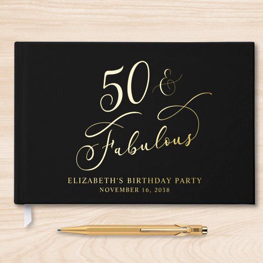 Elegant 50th Birthday Party Black Gold Gastenboek