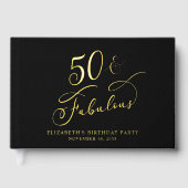 Elegant 50th Birthday Party Black Gold Gastenboek (Voorkant)