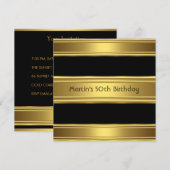 Elegant 50th Birthday Party Black Gold Mans Kaart (Voorkant / Achterkant)