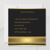 Elegant 50th Birthday Party Black Gold Mans Kaart (Achterkant)