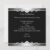 Elegant 50th Birthday Party Black Silver 50 Kaart (Achterkant)