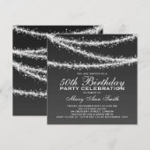 Elegant 50th Birthday Party Black String Lights Kaart (Voorkant / Achterkant)