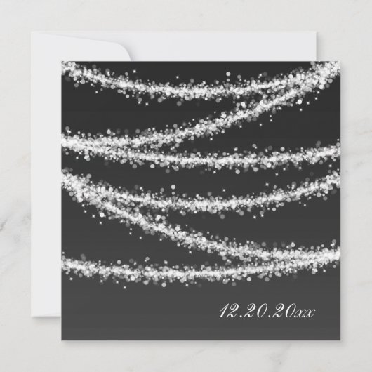 Elegant 50th Birthday Party Black String Lights Kaart (Achterkant)