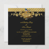 Elegant 50th Birthday Party BlueBird Gold Black Kaart (Achterkant)